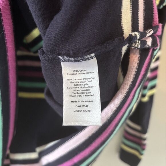 Talbots Striped Pullover Top Navy Blue Pink Long Sleeve Shirt Sz XL Petite - Picture 5 of 7